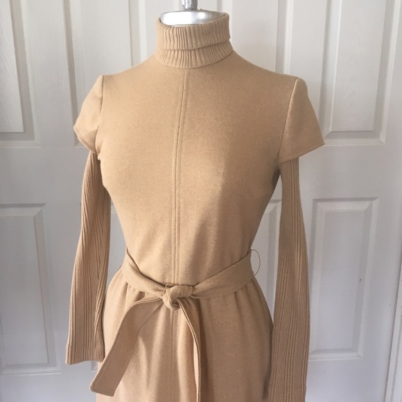 Vintage knit turtleneck jumper wool dress size sm - Picture 4 of 7